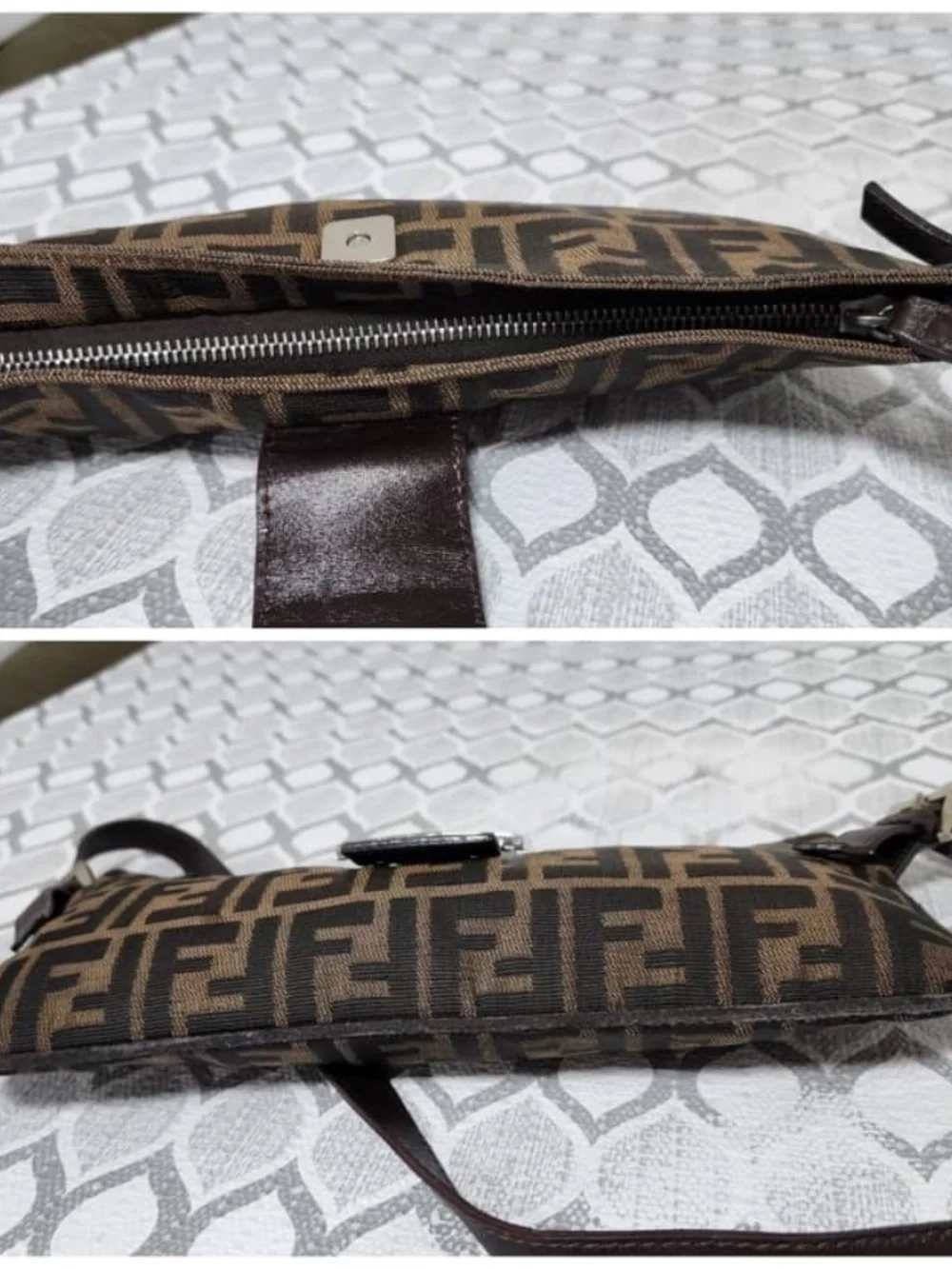 Authentic FENDI Zucca Shoulder Bag Brown